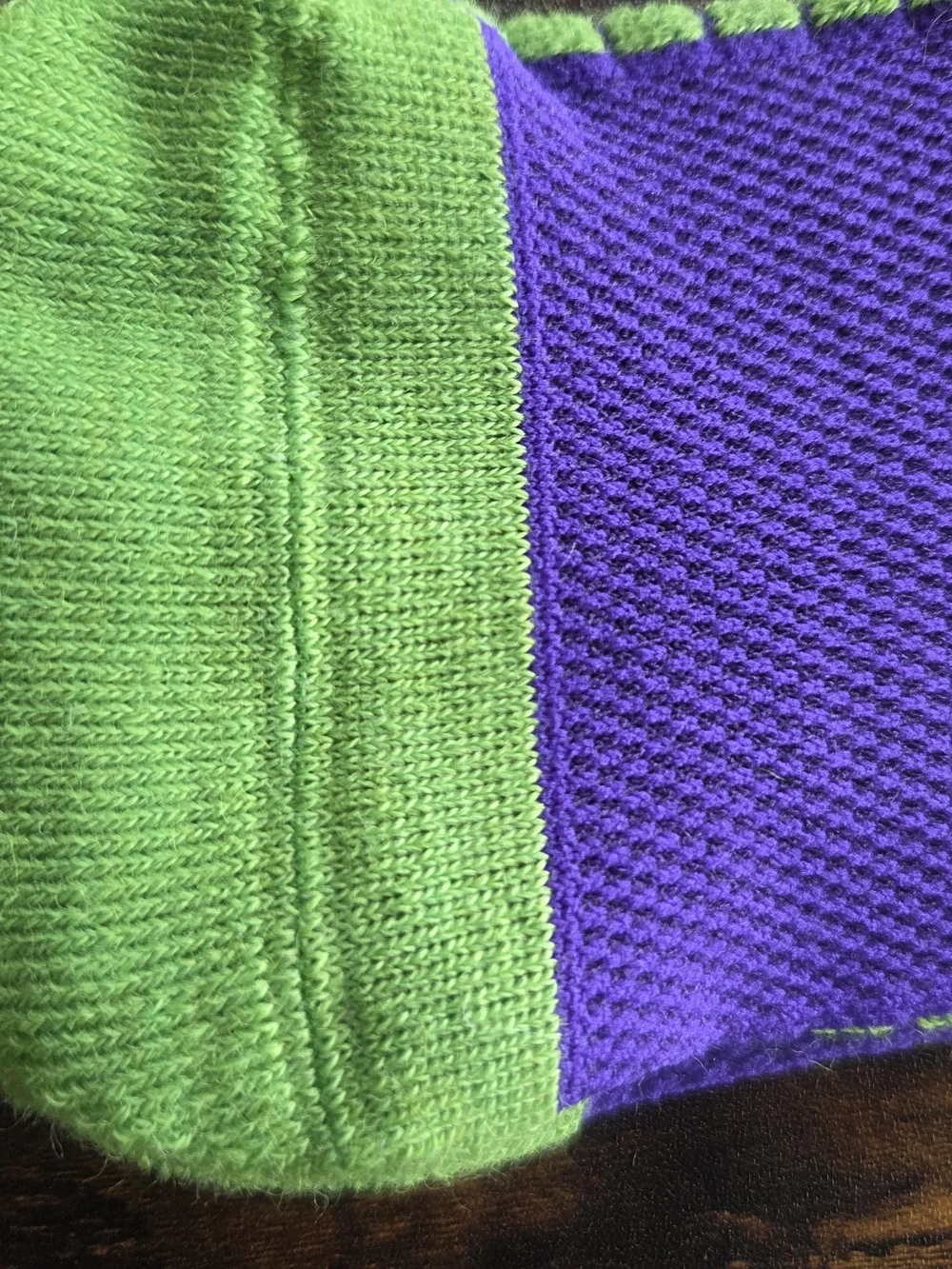 Men's Purple Athletic Crew Socks with Green Accents